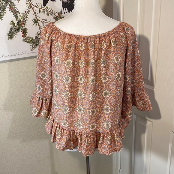 SANCTUARY Julia Off Shoulder Ruffle Bell Sleeve Blouse Pink Size Small - Picture 4 of 10